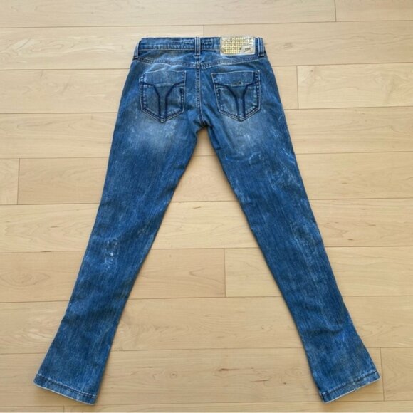 Miss 60’s jeans Style Shock ripped destroyed denim low rise slim straight 27 - Picture 2 of 14